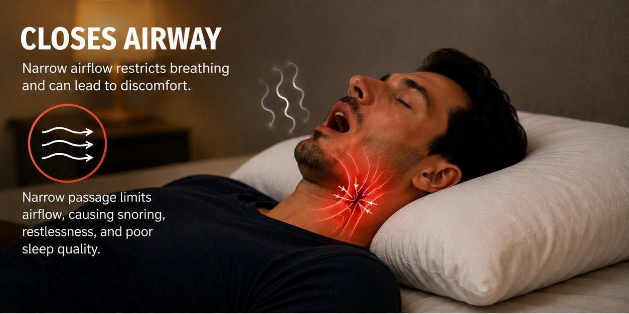 Standard pillow closes the airway